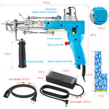 Tufting Gun 2 in 1 Cut Pile & Loop Pile. Includes 10 Tufting Gun Skin Stickers, 100-240V (Baby Blue)