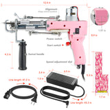 Tufting Gun 2 in 1 Cut Pile & Loop Pile. Includes 10 Tufting Gun Skin Stickers, 100-240V (Baby Pink)