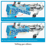 Tufting Gun 2 in 1 Cut Pile & Loop Pile. Includes 10 Tufting Gun Skin Stickers, 100-240V (Baby Blue)