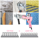 Tufting Gun 2 in 1 Cut Pile & Loop Pile. Includes 10 Tufting Gun Skin Stickers, 100-240V (Baby Pink)