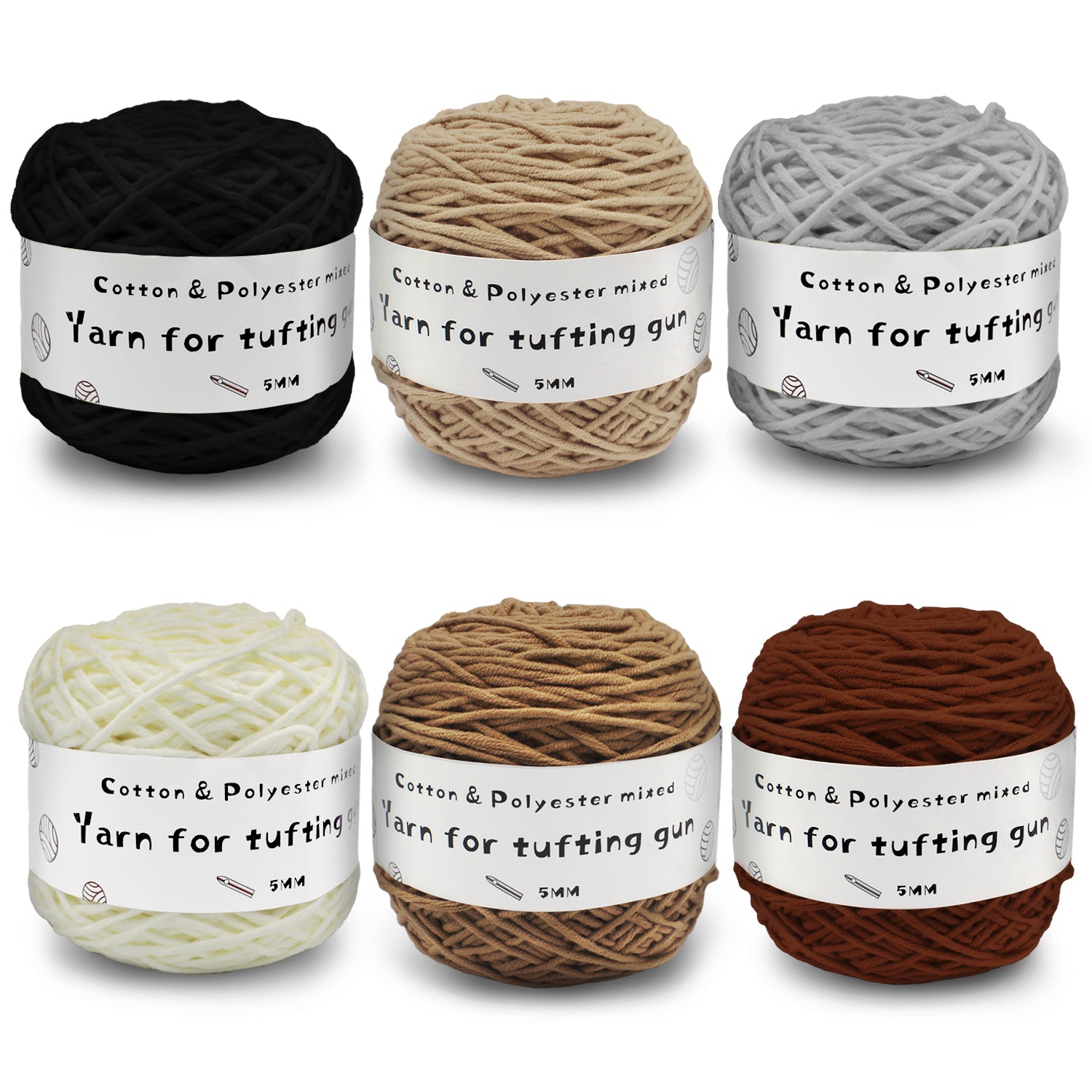 6pcs/pack Tufting Gun Yarn Kit 190g/Roll Crochet Yarn Cotton for Carpet  Making DIY For Crocheting Yarn Knitting Rug Tufting Kit - AliExpress