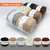 ECO-Cotton Yarn Set for Tufting Rug Making, Tufted Yarn, Polyester and Cotton Yarn, Tufting Yarn for Custom Carpet Making, 6 Rolls Tufting Yarn Kit